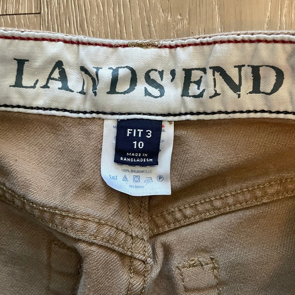 Lands End Fit 3 Khaki Tan Straight Leg Pants Womens 10 High Rise Cotton Twill - Picture 2 of 10